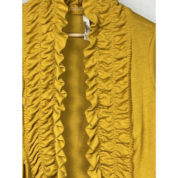 Emerald Sweater Cardigan‎ Cascading Ruffles Gold Small Made USA Romantic Cottage - Picture 2 of 5